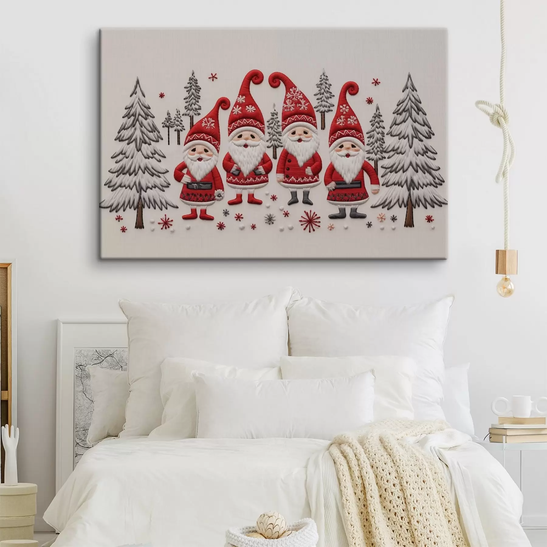 Fotobehang Kerstkabouters in het bos met textuureffect s41699