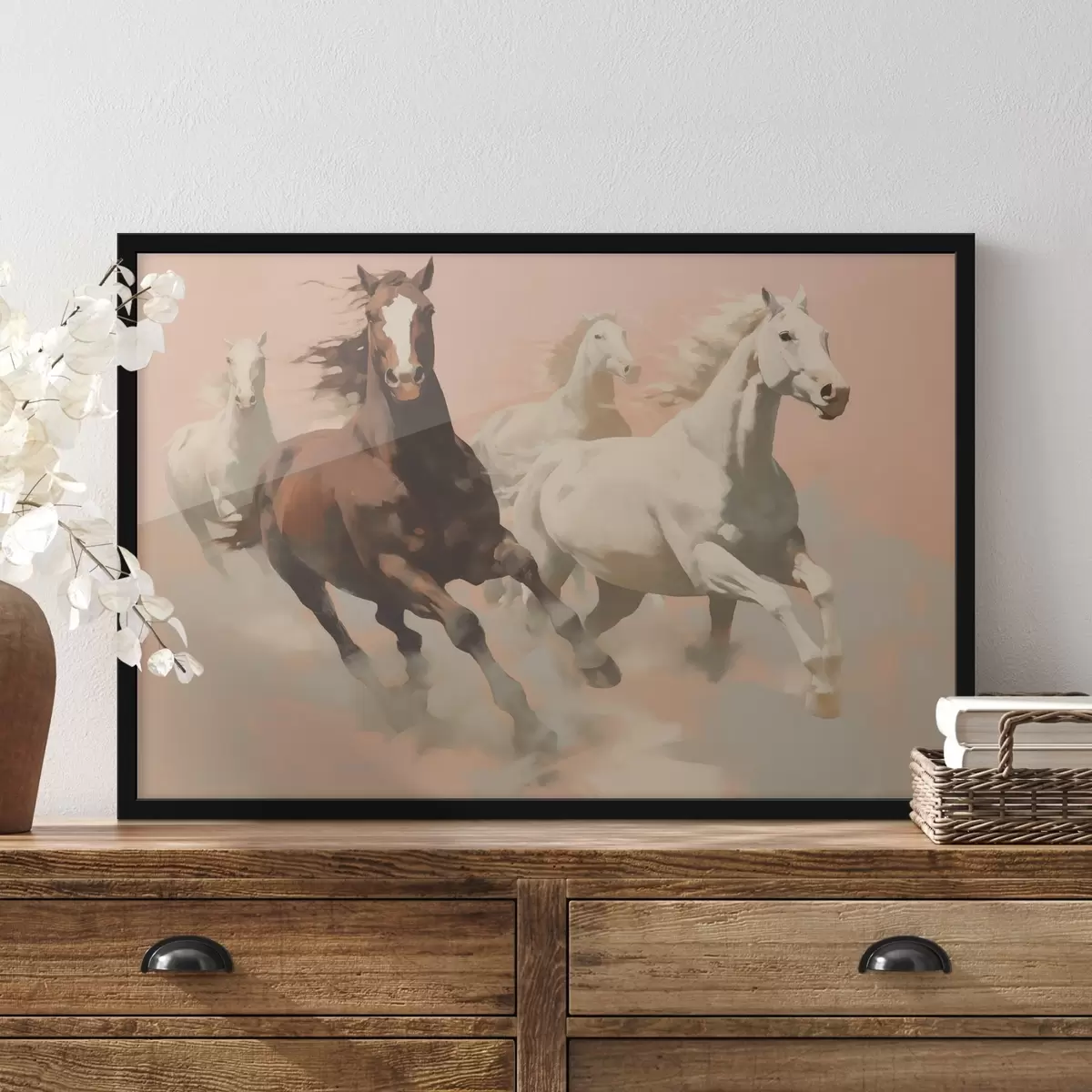 Affiche Chevaux au galop imitation peinture f41703