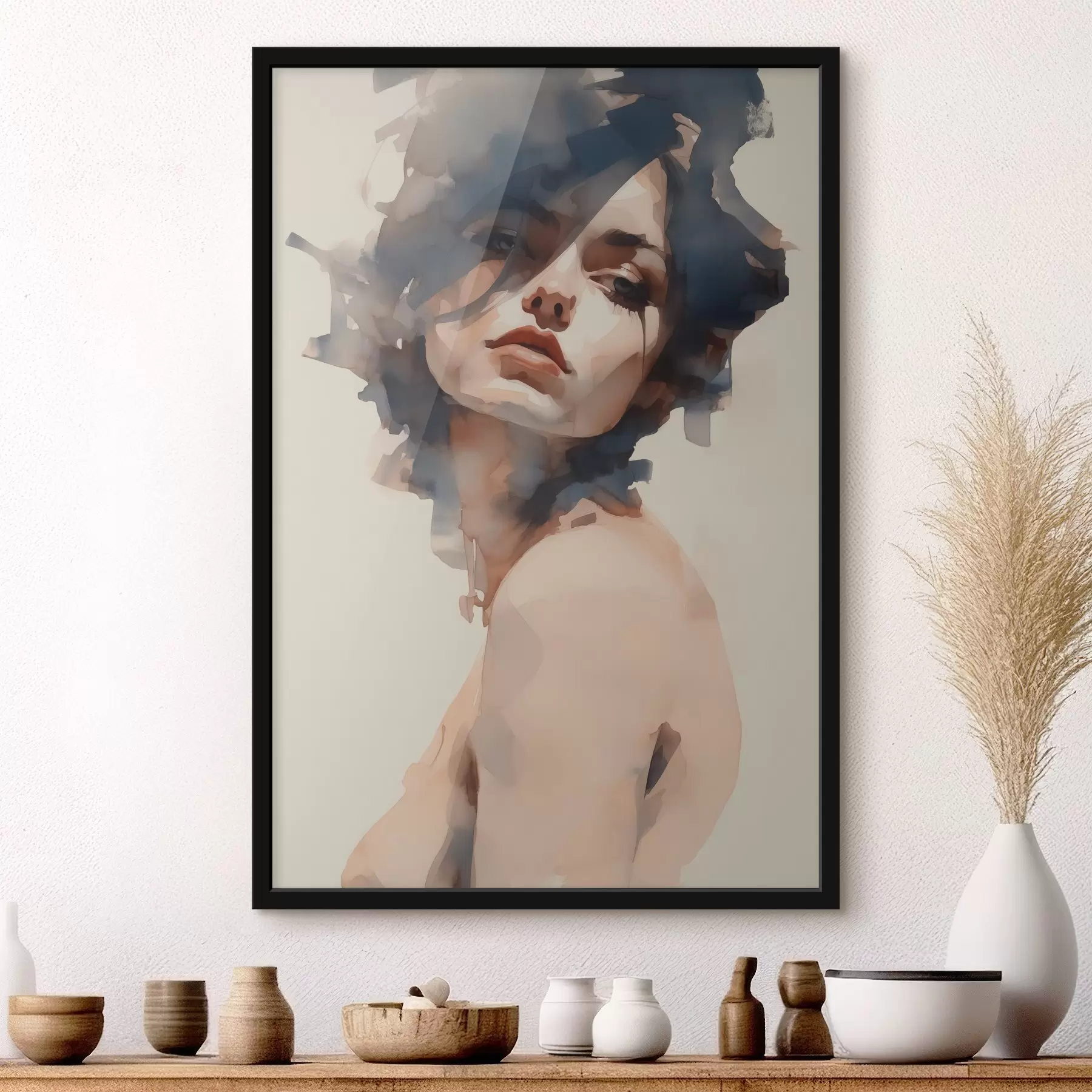 Papier peint photo Portrait d'une jeune fille à l'aquarelle f41710