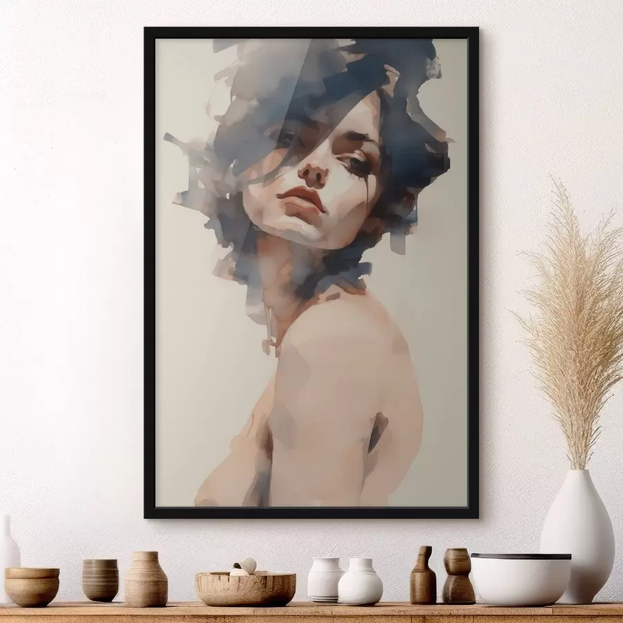 Fotobehang Portret van een meisje in aquarelstijl f41710