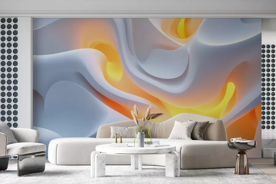 Fotobehang Abstracte stedelijke golven met gesimuleerde innerlijke gloed w02249