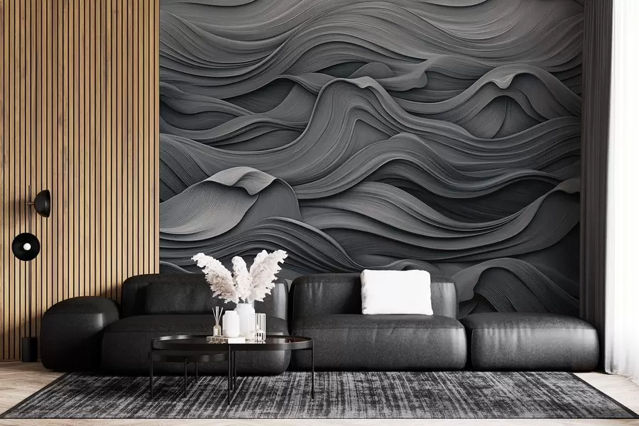 Fotobehang Donkergrijze golven w02311v1