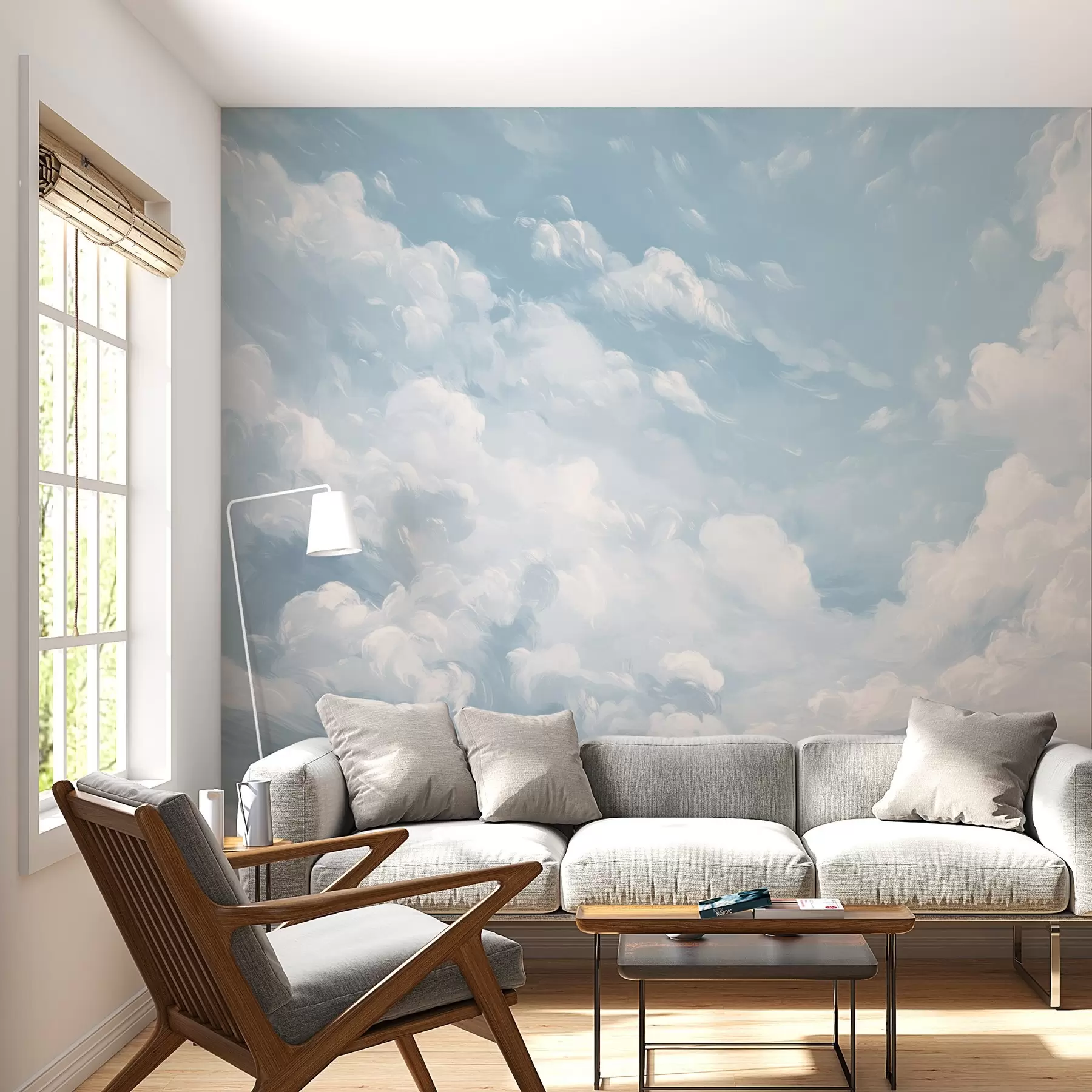  Peintures Ciel bleu avec des coups de pinceau simulés à l'huile w02313