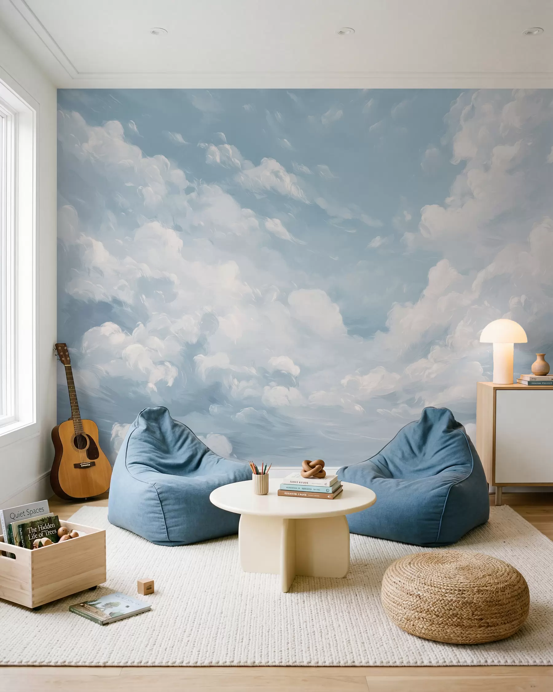 Papier peint photo Nuages dans un bleu pictural w02313