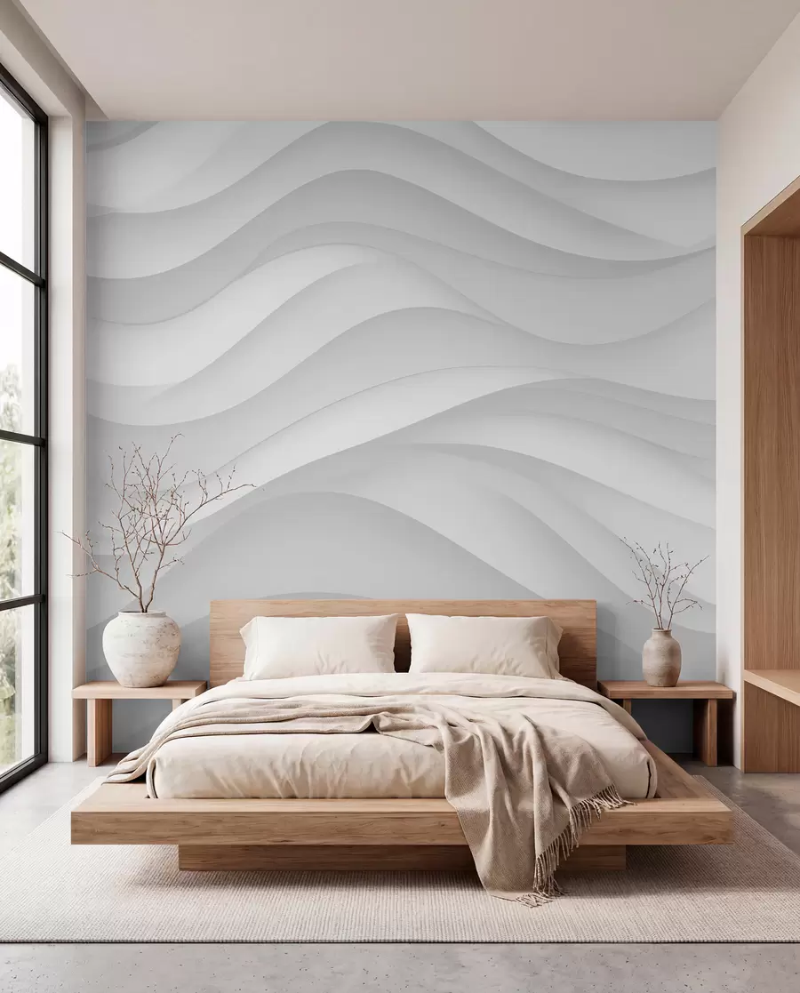 Papier peint photo Vagues grises dans des tons doux w02314