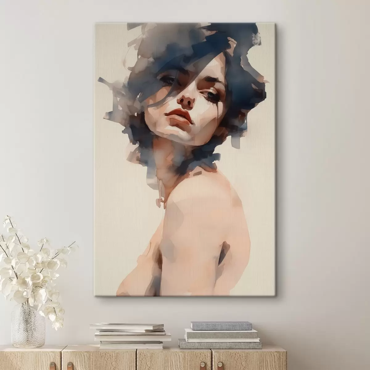  Schilderijen Portret van een meisje in aquarelstijl s41710