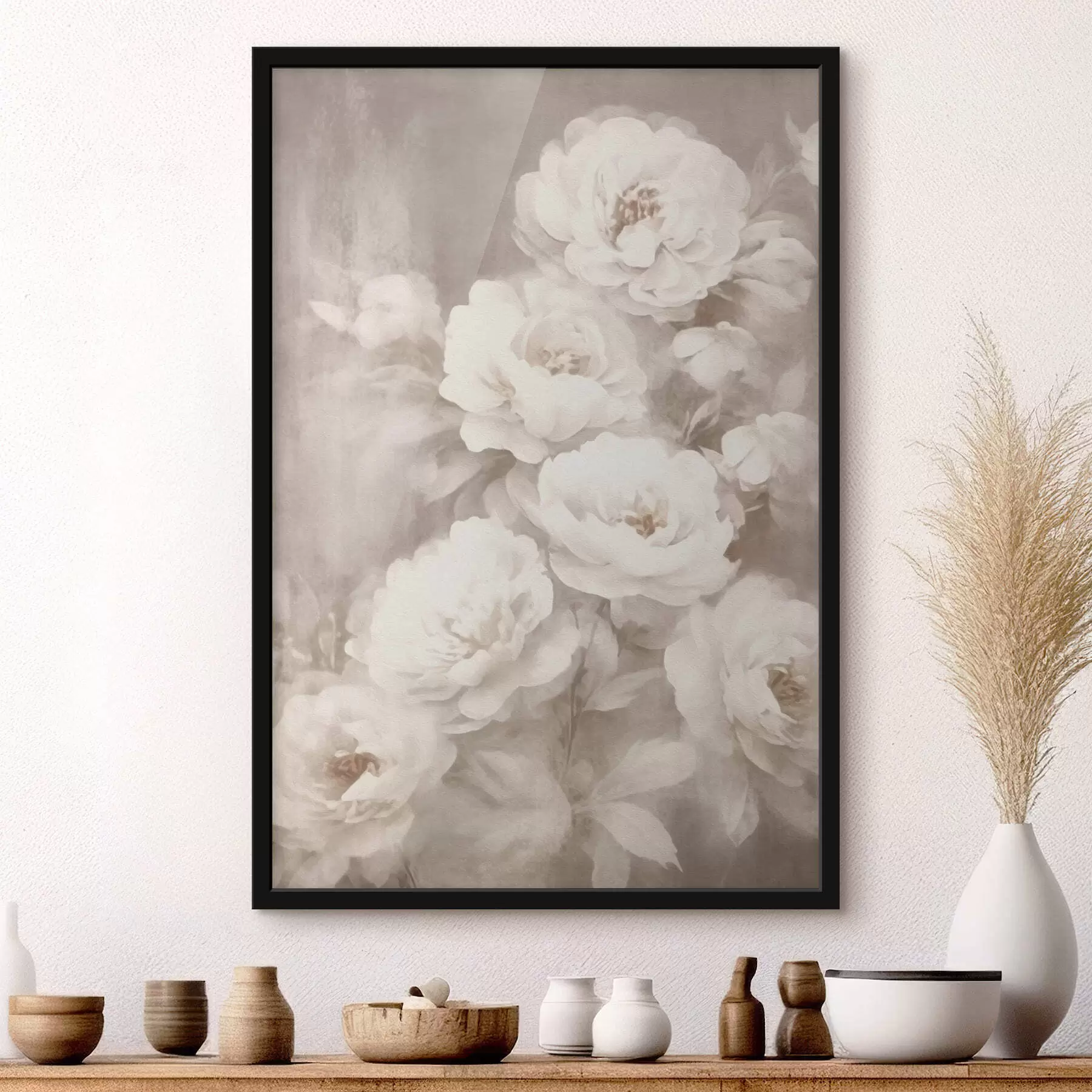 Fotobehang Vintage witte bloemen f41687