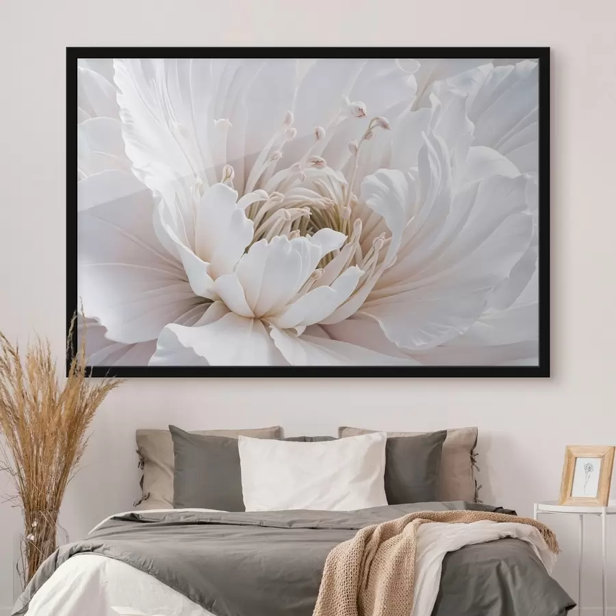 Papier peint photo Gros plan sur une grande et délicate fleur de couleur pastel aux pétales souples et ondulants f41721