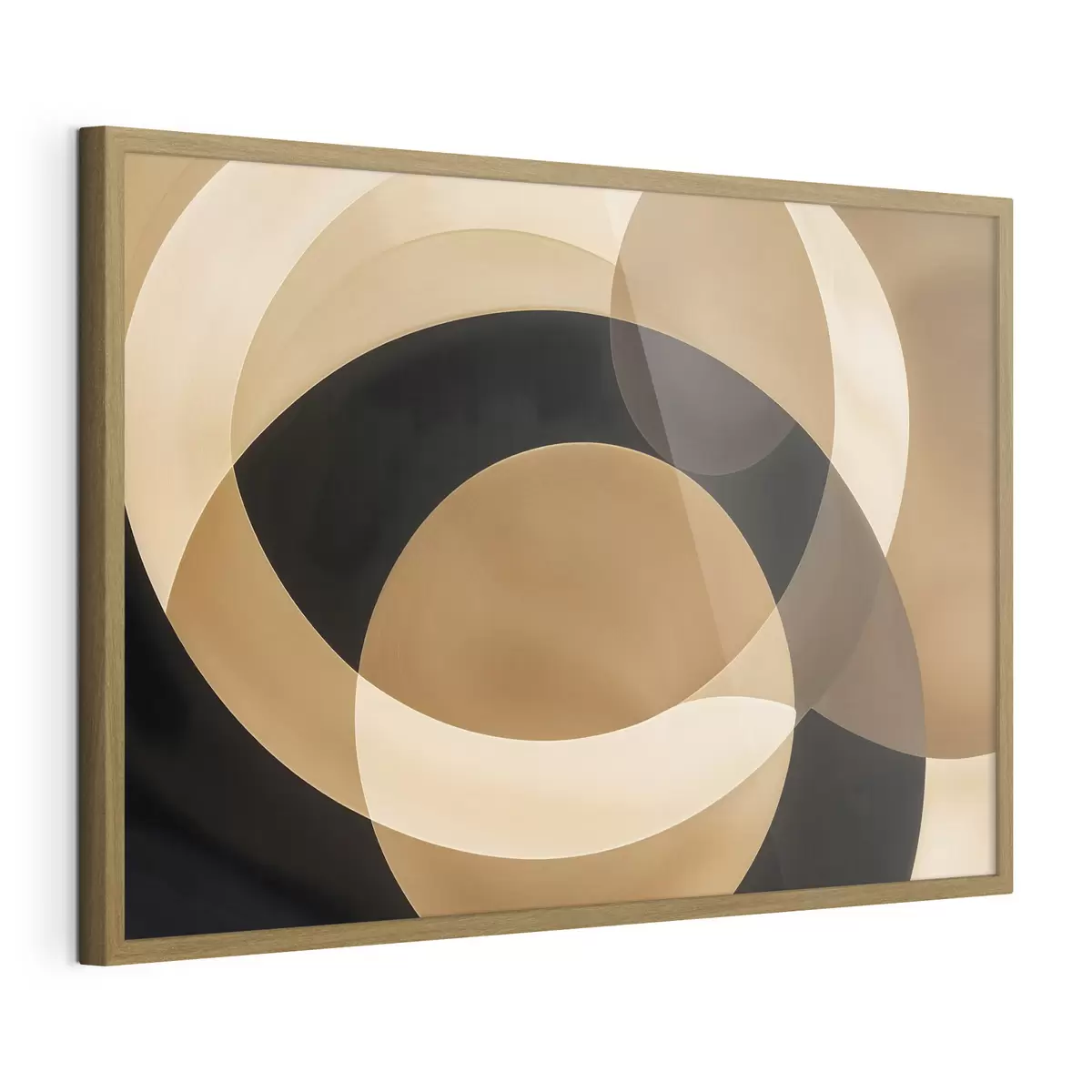 Poster Geometrische vormen in bruin-, beige- en zwarttinten die een abstracte, minimalistische compositie creëren f41741
