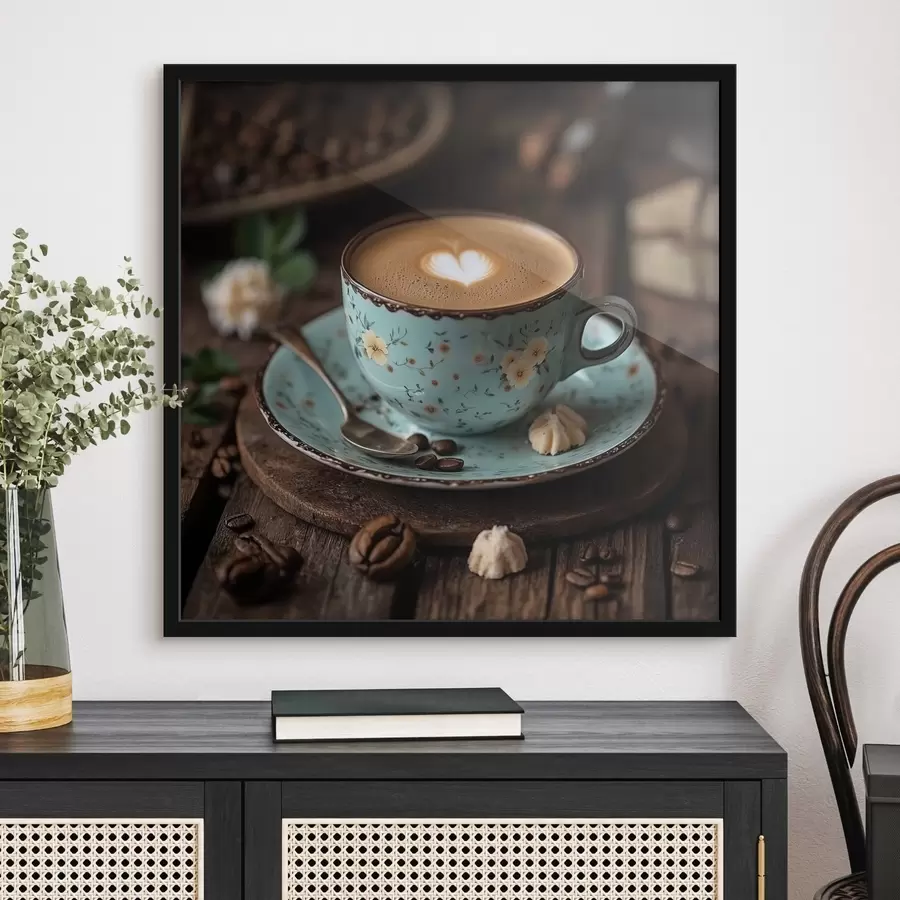 Papier peint photo Une tasse de café sur la table f41755