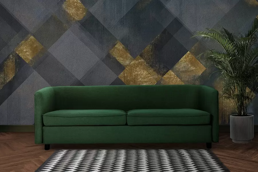 Fotobehang moderne geometrie in een luxueuze stijl met een blauwe tint w02340