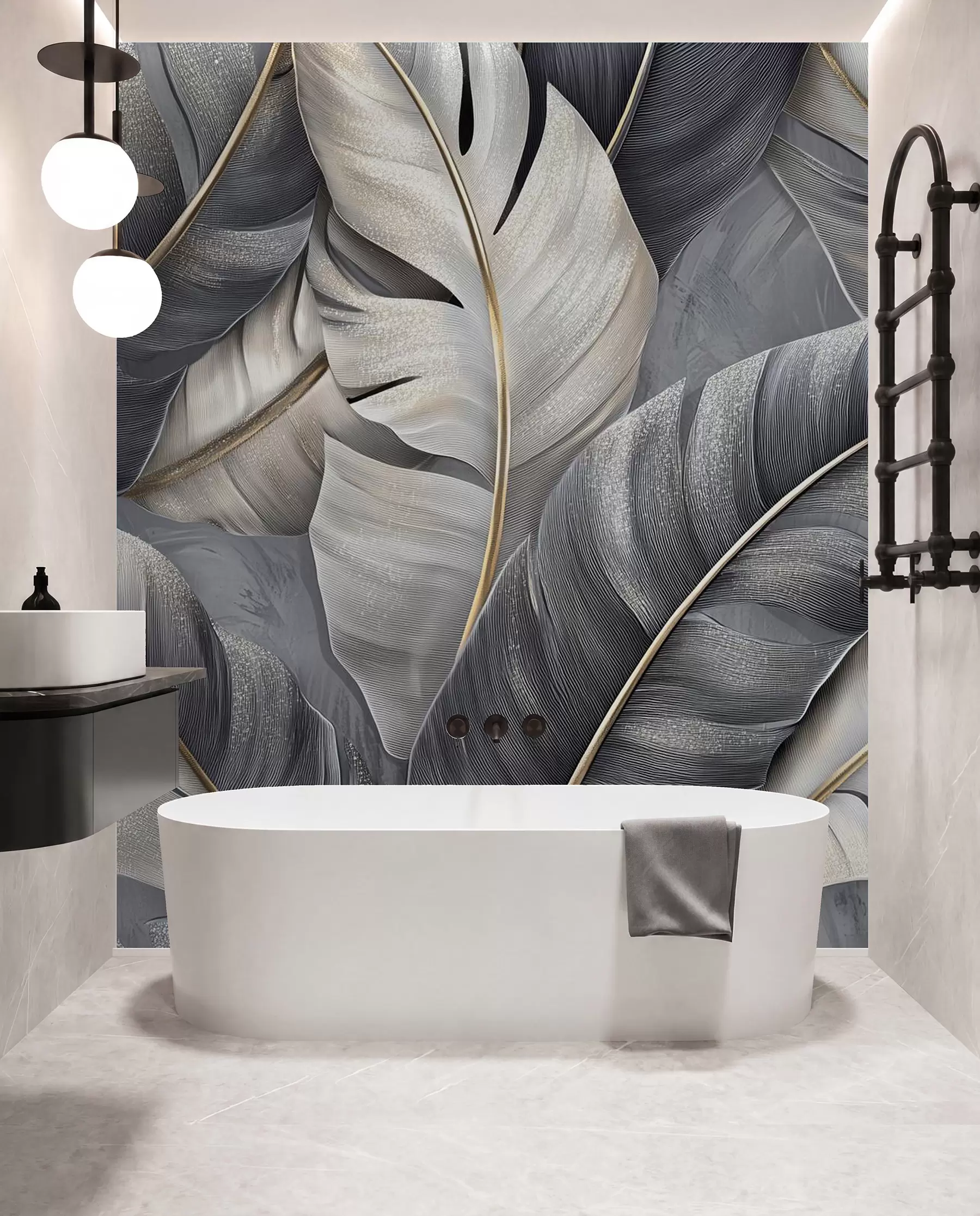 Fotobehang luxe behang met grote tropische bladeren w02342