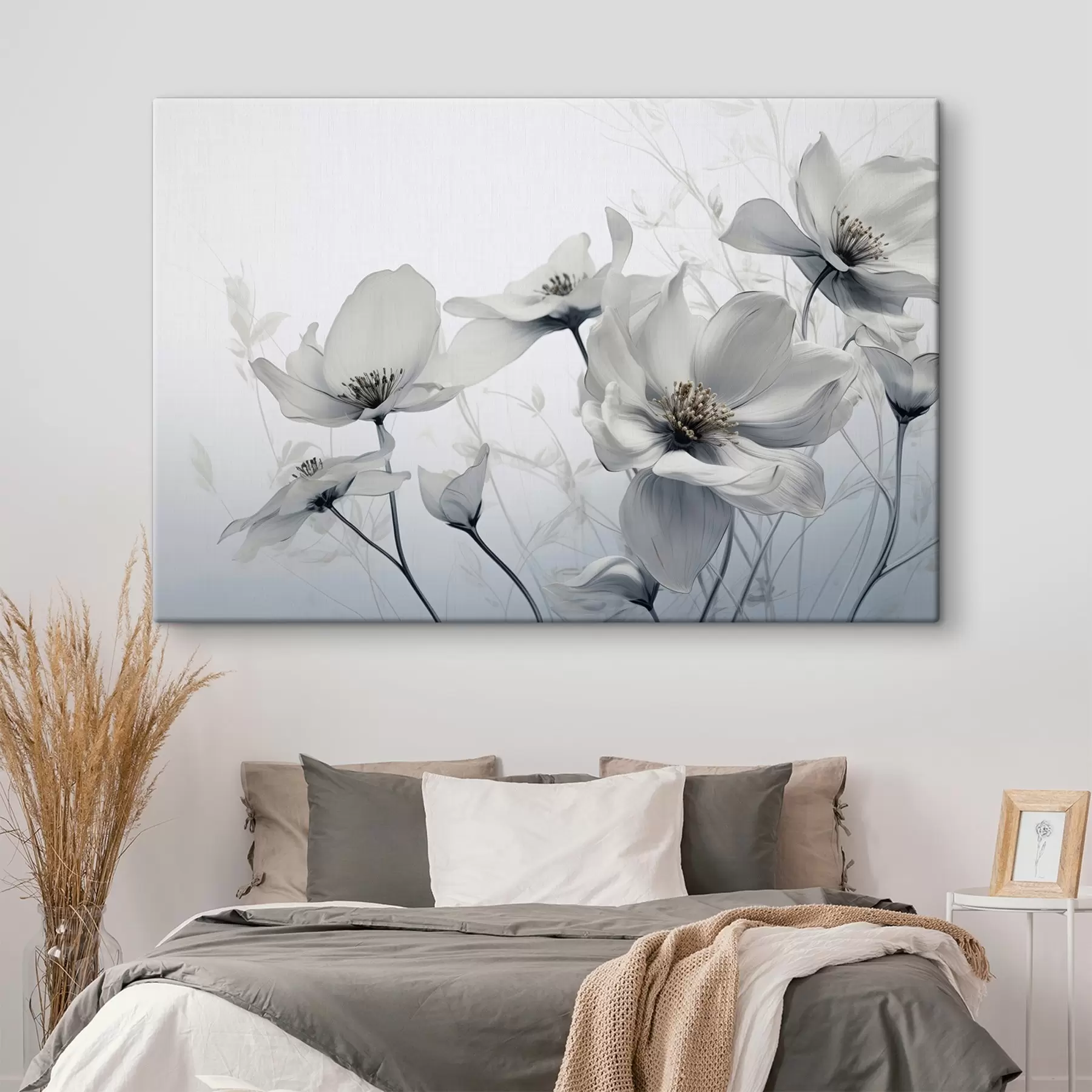  Schilderijen Delicate grijze bloemen s41829