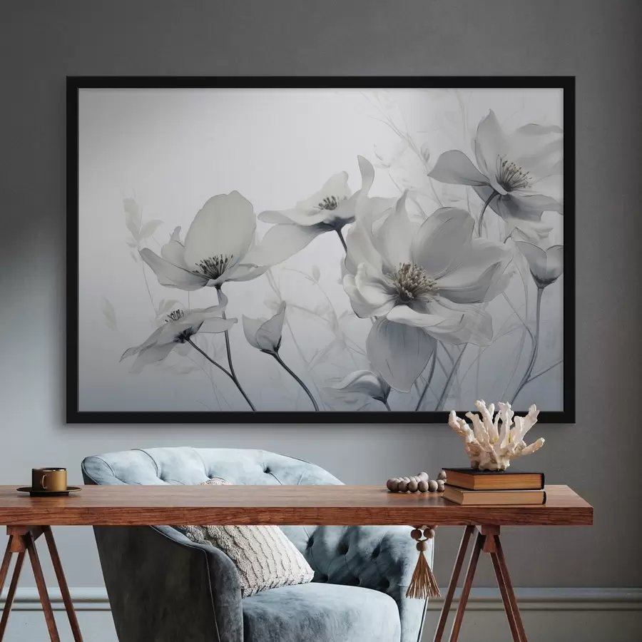 Papier peint photo Fleurs grises délicates f41829