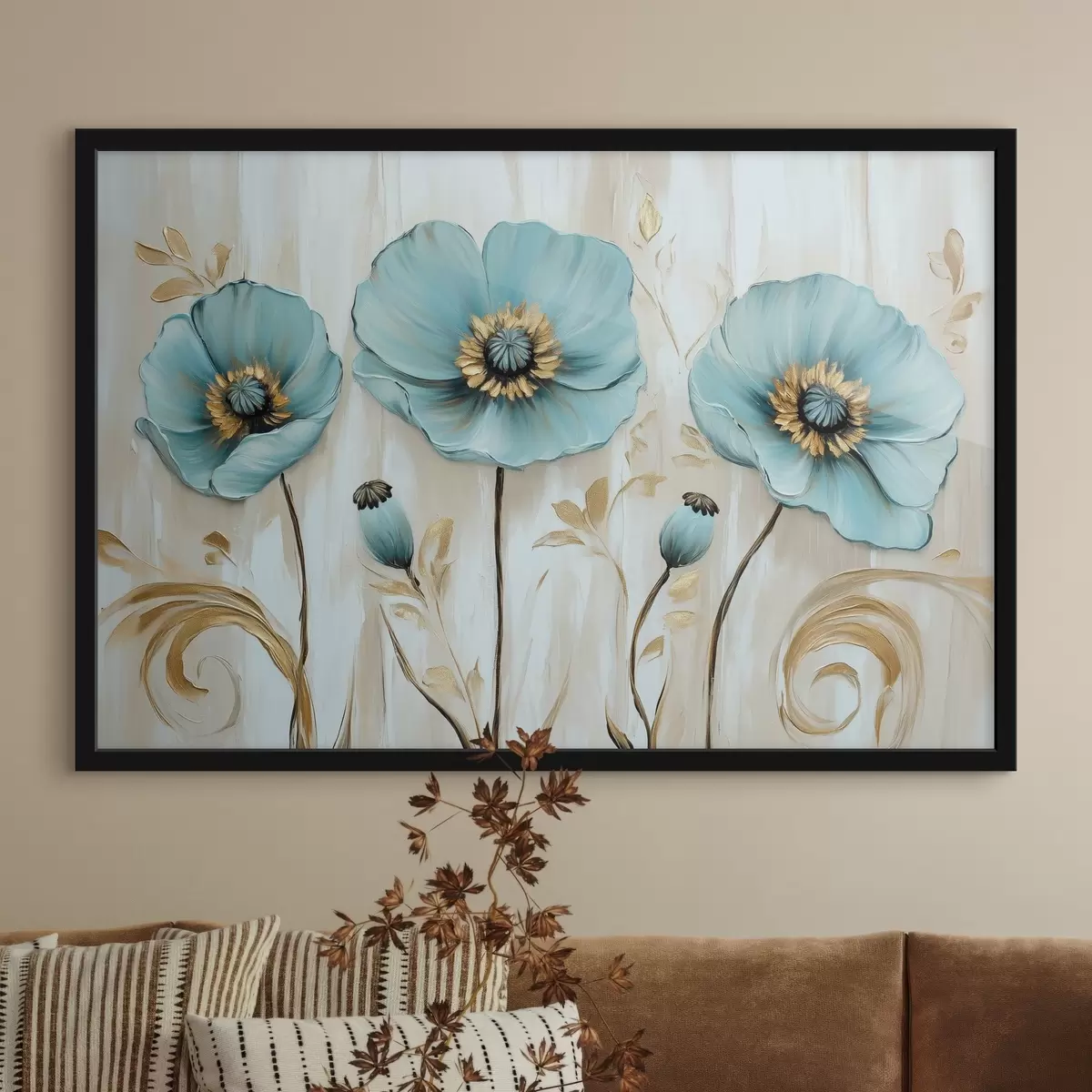 Affiche Fleurs bleues dans le style de la peinture à l'huile f41830