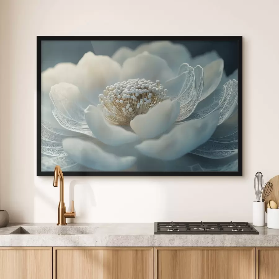 Papier peint photo Fleur blanche et aérienne avec des motifs sur les pétales f41838