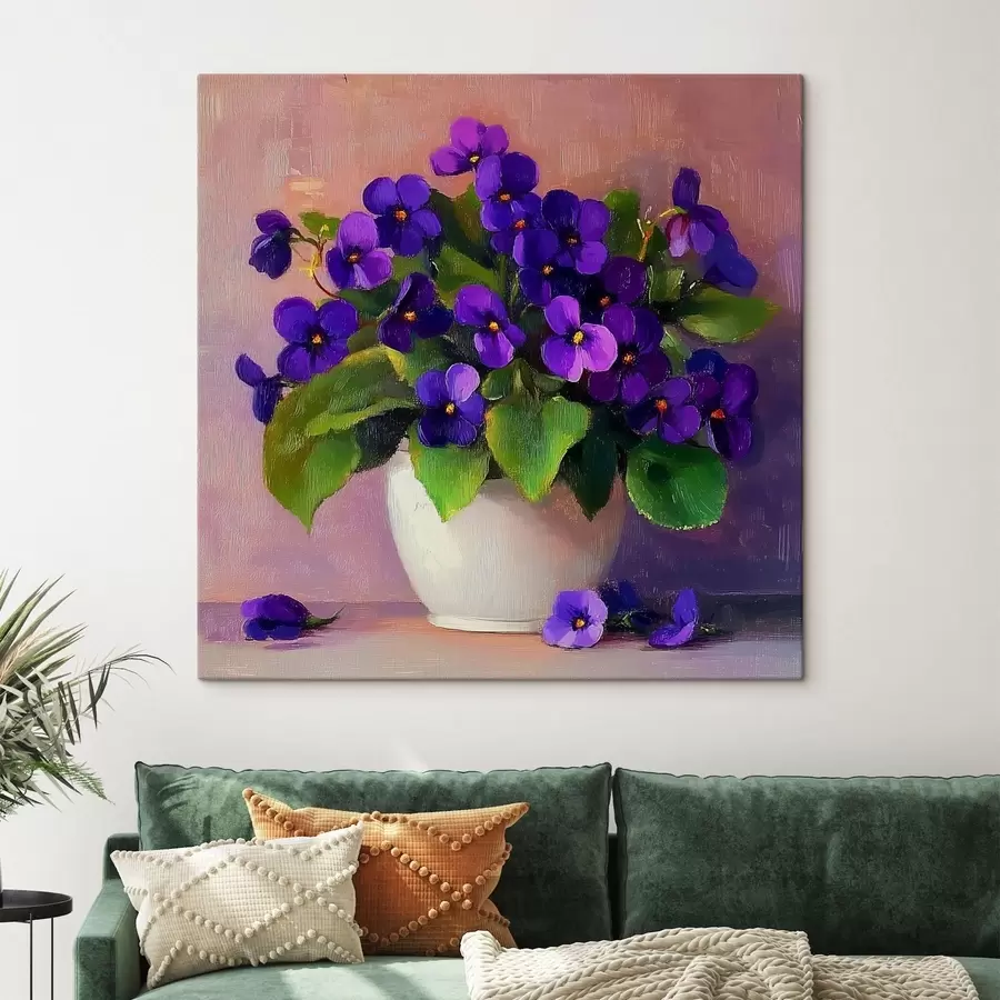  Peintures Violettes dans un pot blanc s41823