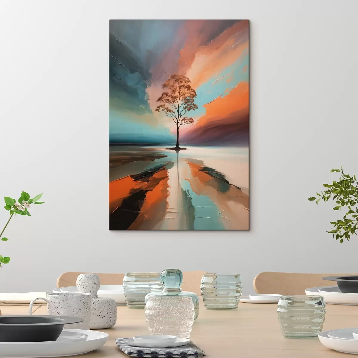  Schilderijen Boom op abstracte acrylachtergrond s41581