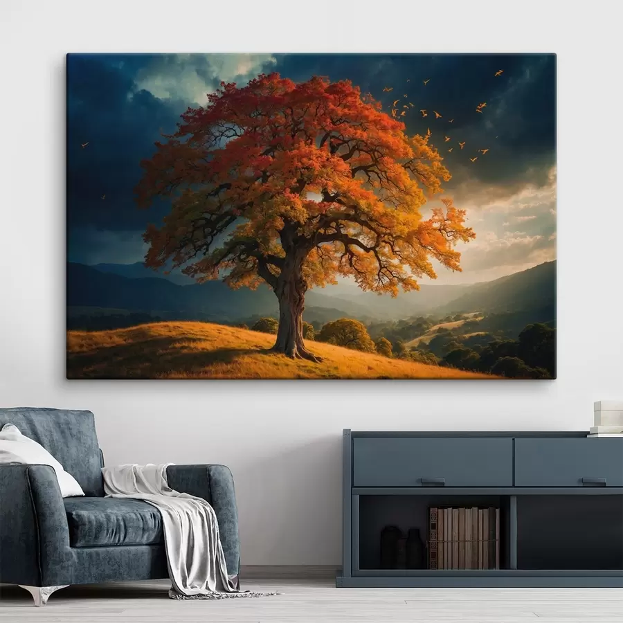  Schilderijen Boom op de top van een heuvel s41586