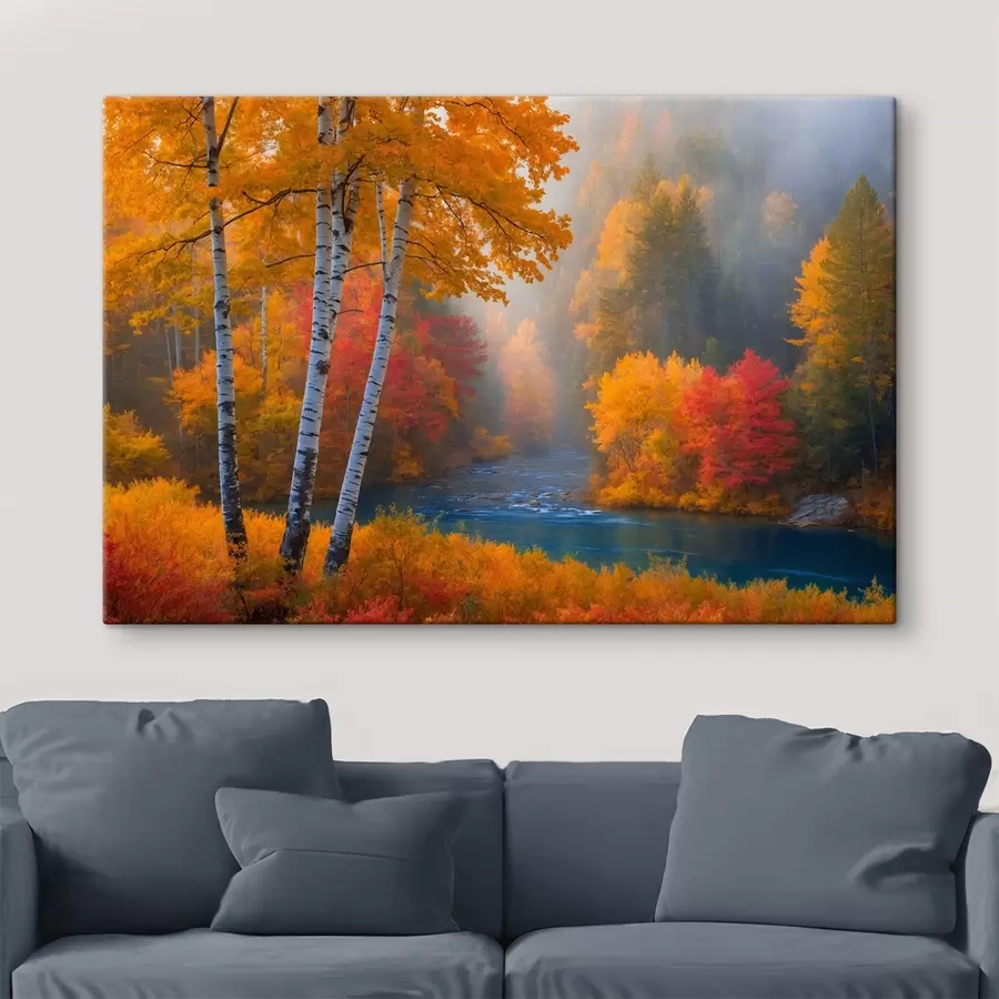  Schilderijen Rivier in herfstbos s41592