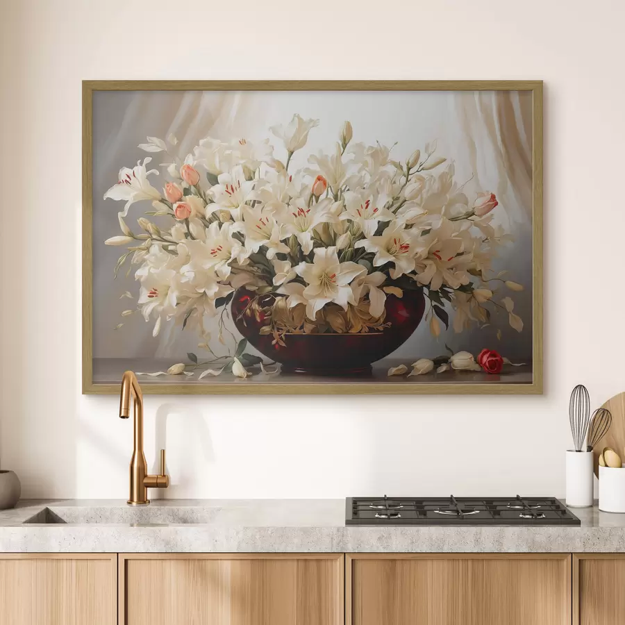Papier peint photo Bouquet de fleurs dans un vase volumétrique rouge f41510