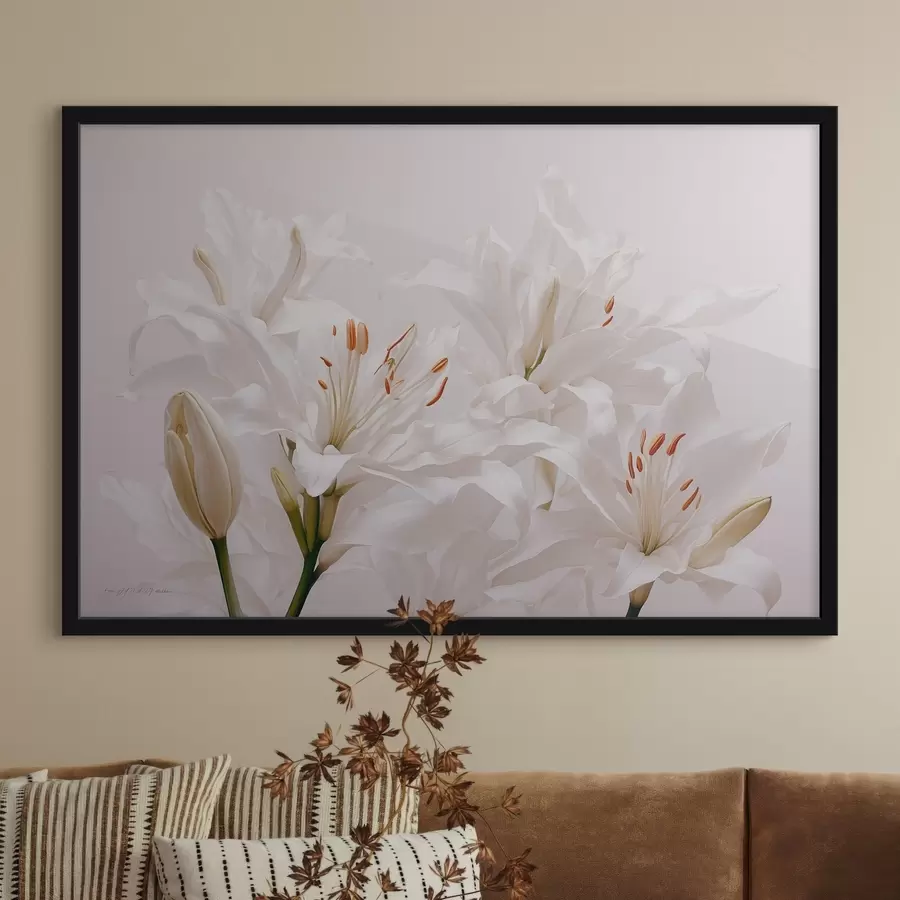 Papier peint photo Lys blancs sur fond blanc f41513