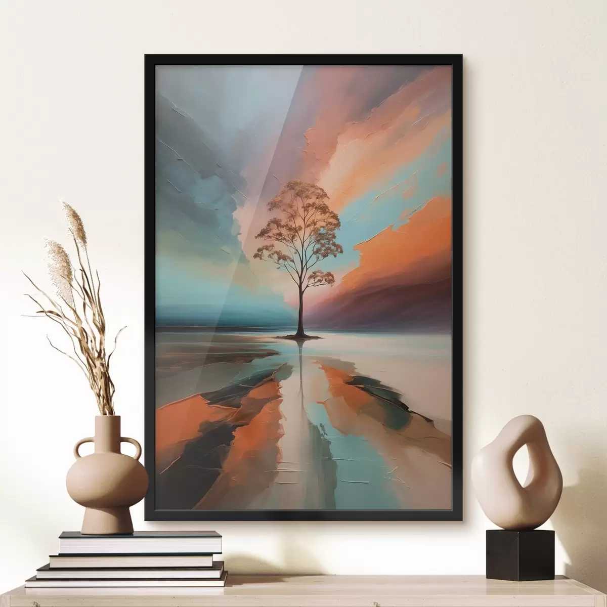 Poster Boom op abstracte acrylachtergrond f41581