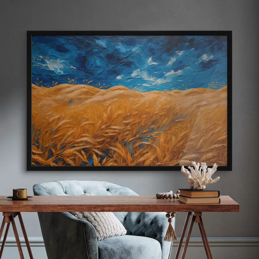 Papier peint photo Champ de blé en peinture à l'huile f41584