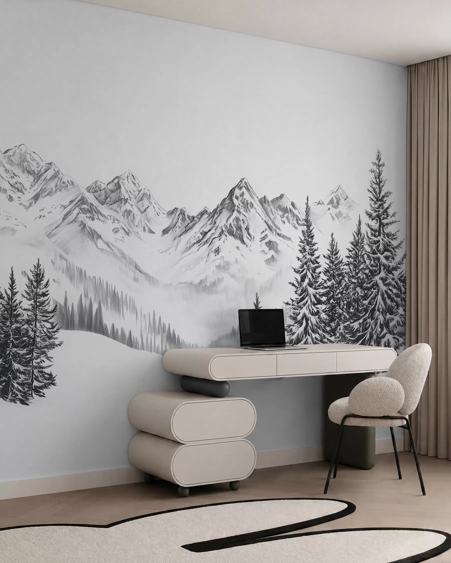 Papier peint photo Esquisse d’hiver alpin w02352