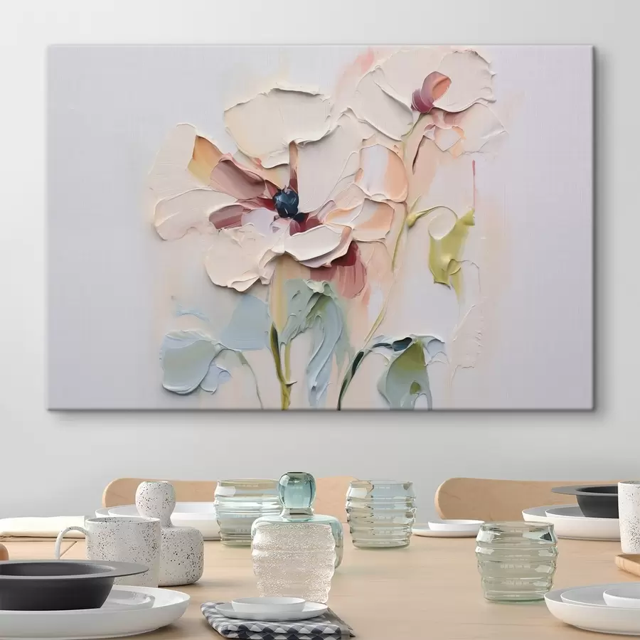  Schilderijen Abstracte bloemen imitatie verfstreken met textuur op achtergrond s41850