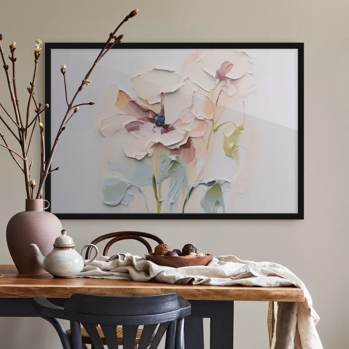 Affiche Fleurs abstraites imitation peinture avec texture sur fond f41850