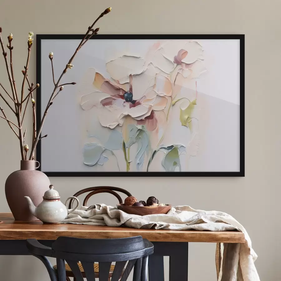 Fotobehang Abstracte bloemen imitatie verfstreken met textuur op achtergrond f41850