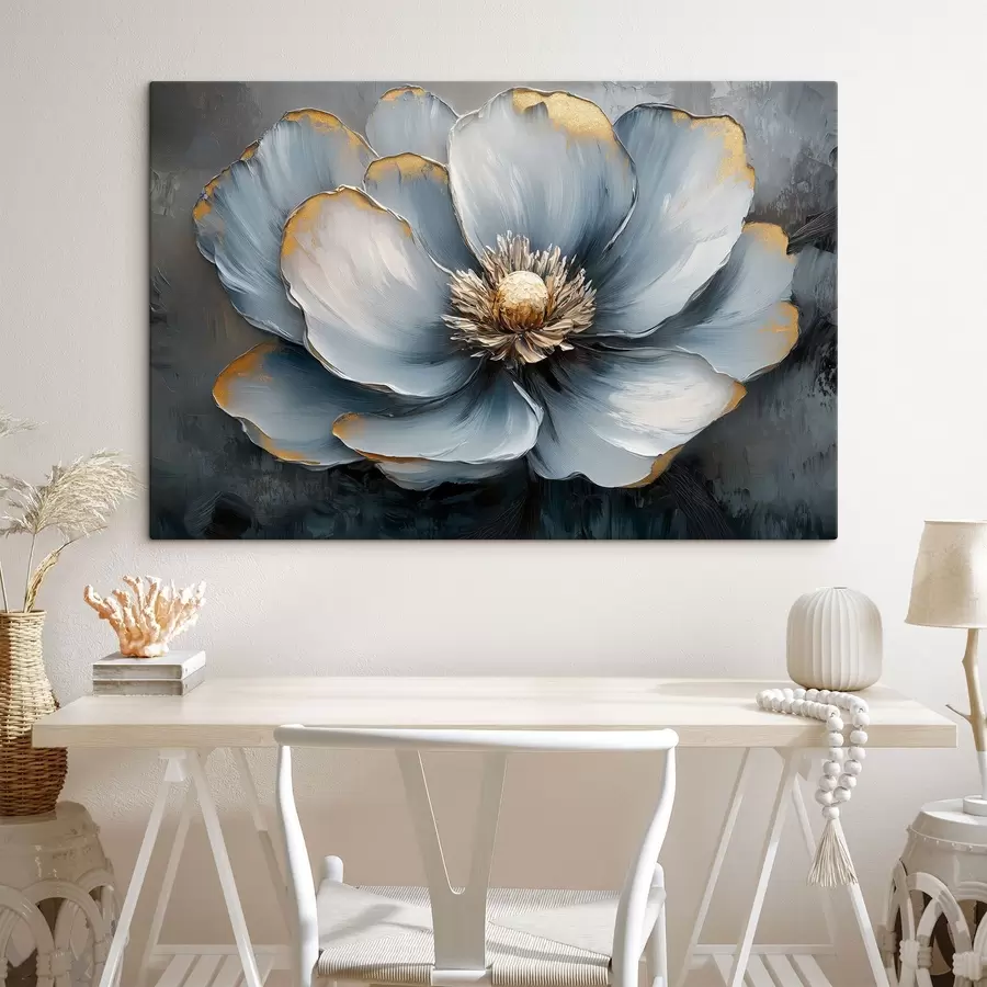  Peintures Une fleur bleue dans le style des coups de pinceau à l'huile s41825