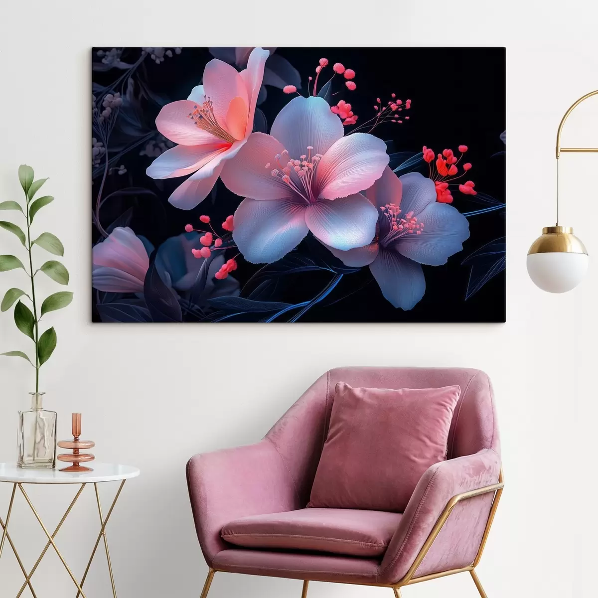  Schilderijen Lelies met neon verf imitatie s41857