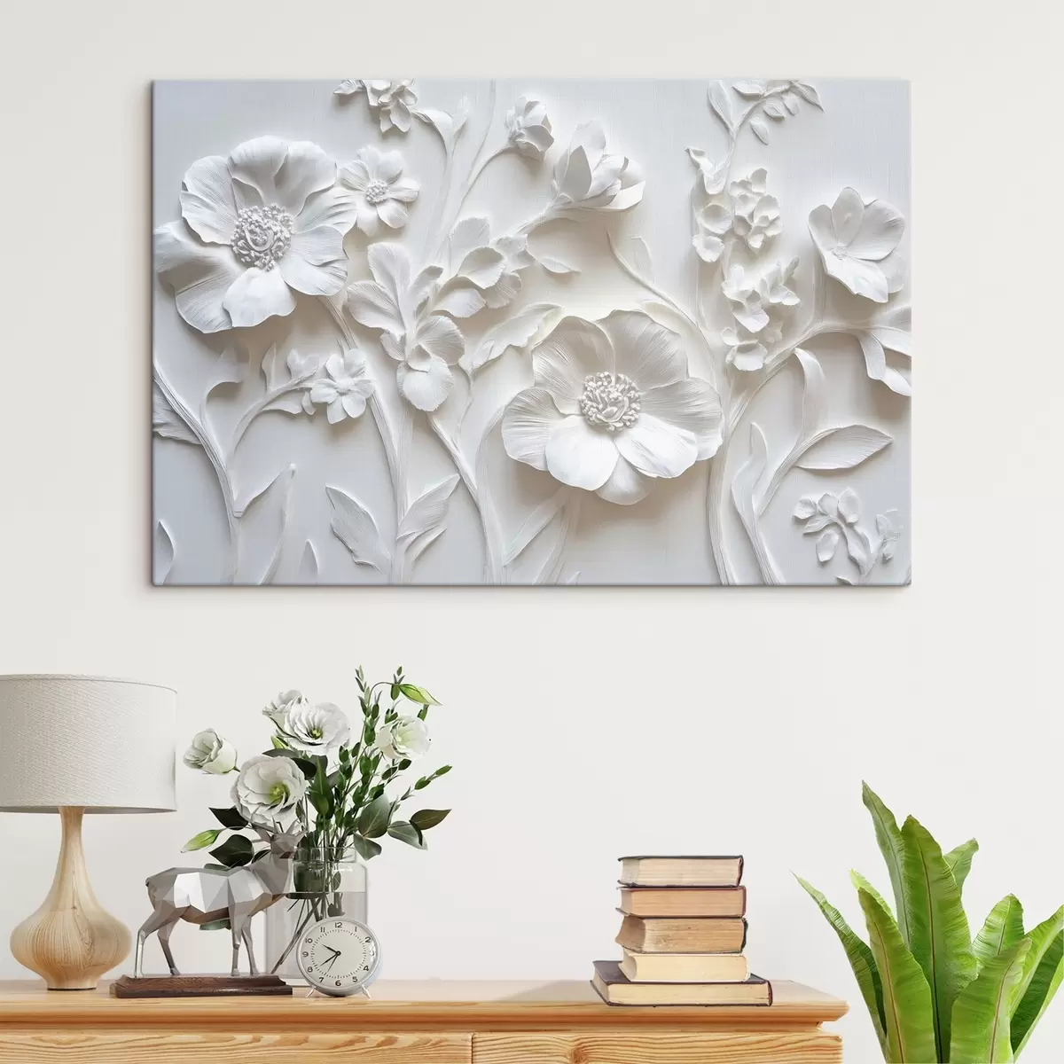  Peintures Fleurs en stuc blanc s41867