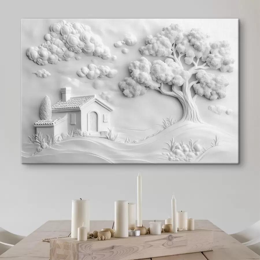  Peintures imitation 3D du stuc d'un chalet dans le village s41878