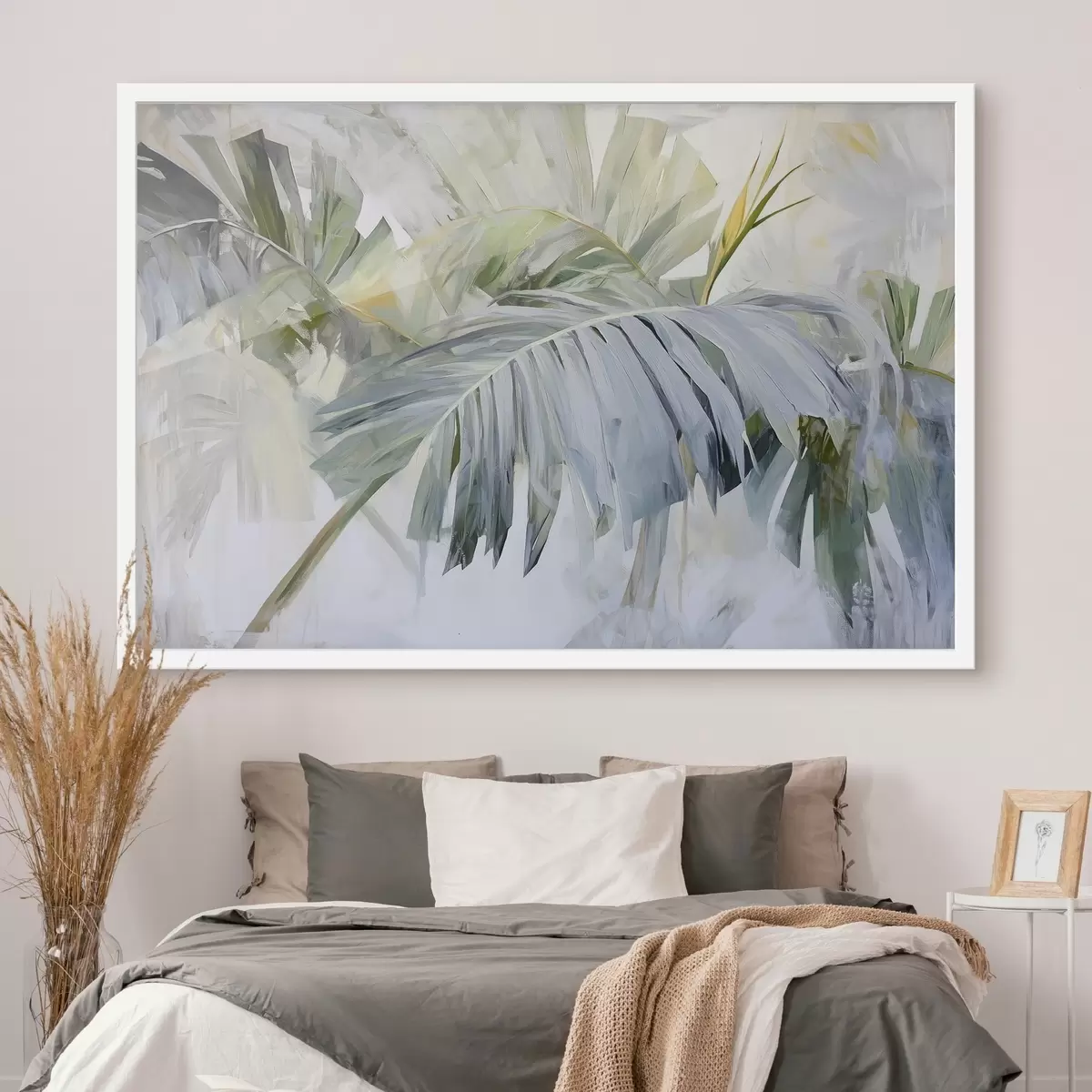 Poster Grote tropische bladeren in de stijl van een schilderij f41866