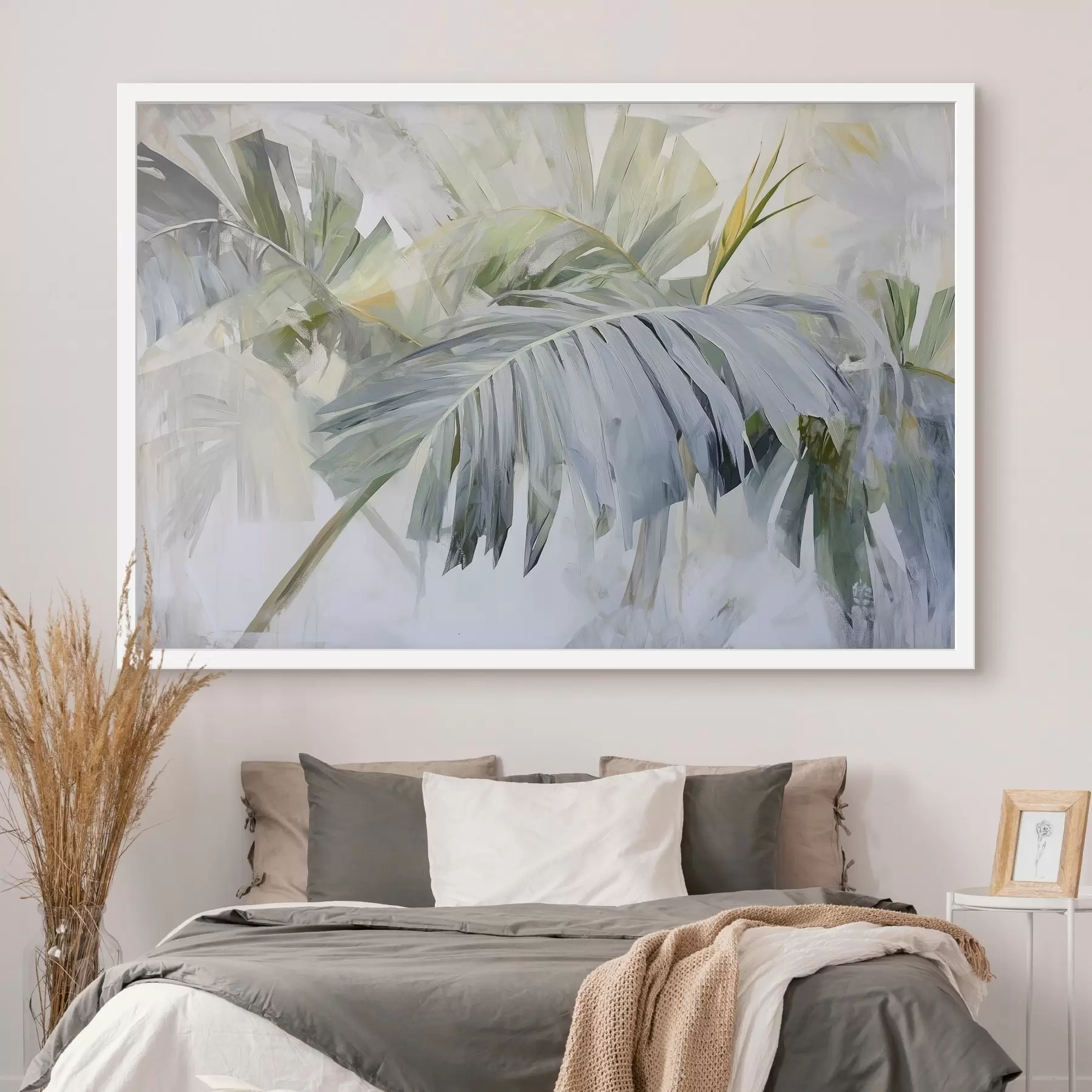 Papier peint photo Grandes feuilles tropicales dans le style de la peinture f41866