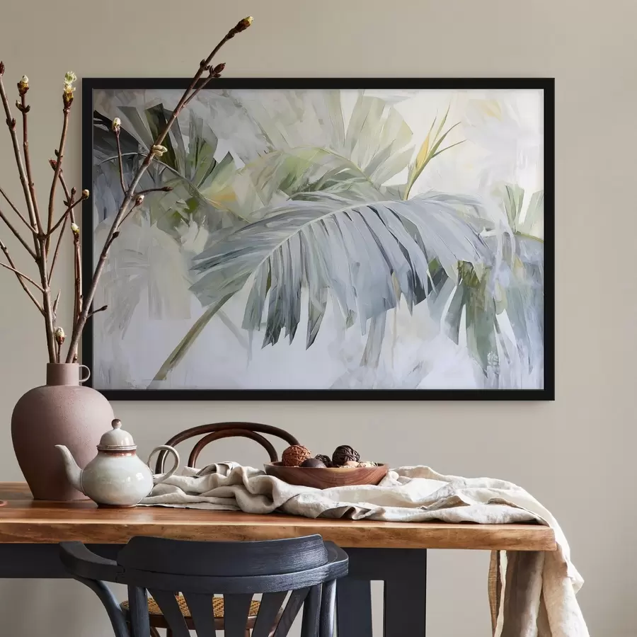 Papier peint photo Grandes feuilles tropicales dans le style de la peinture f41866