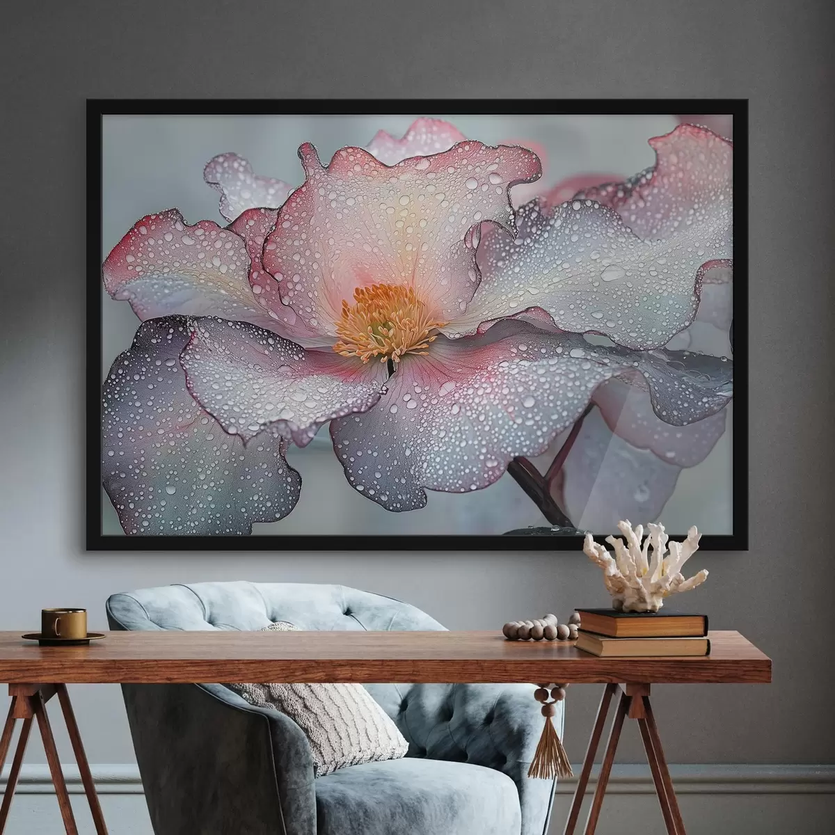 Affiche Fleur avec rosée sur les pétales f41872