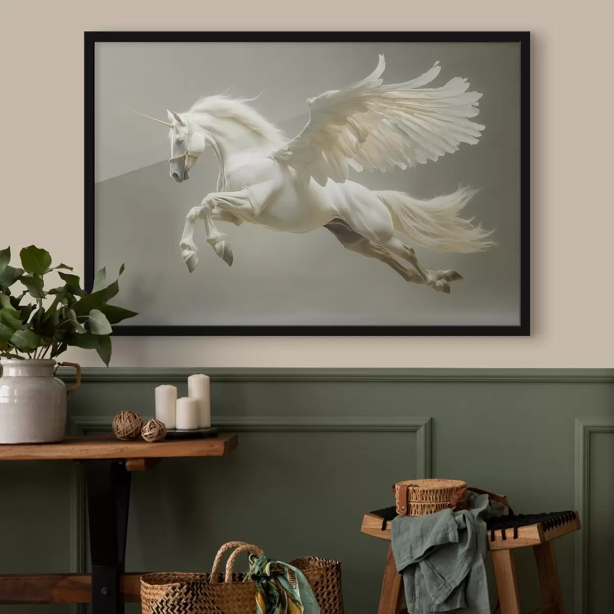 Affiche Pégase bondissant, un cheval ailé f41875