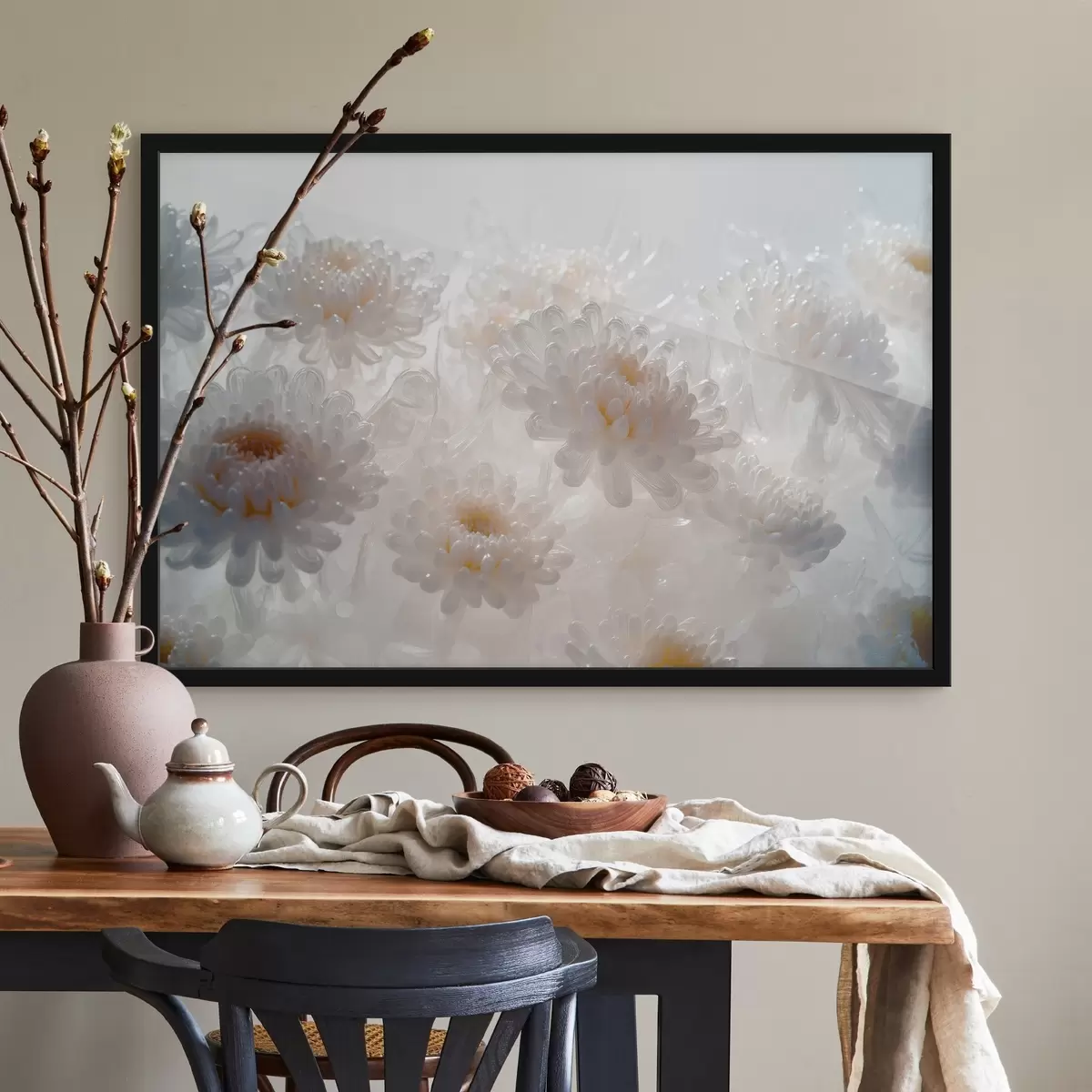 Poster Witte chrysanten f41879