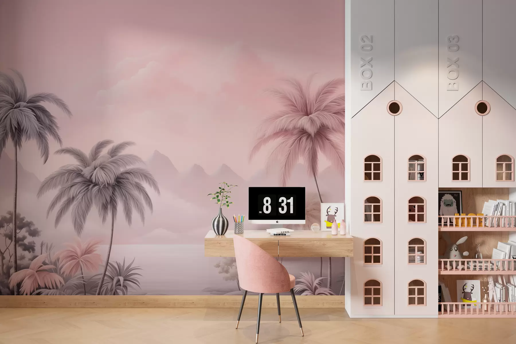 Fotobehang Roze tropen w02253