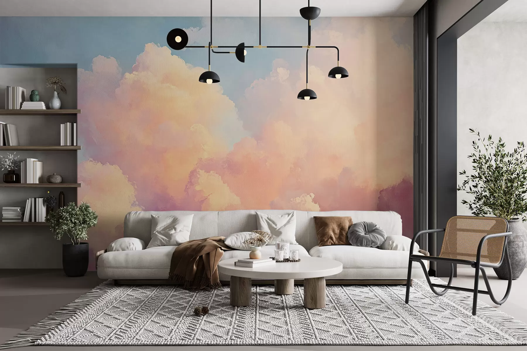 Fotobehang Zachte lucht met blauwroze tinten w08455