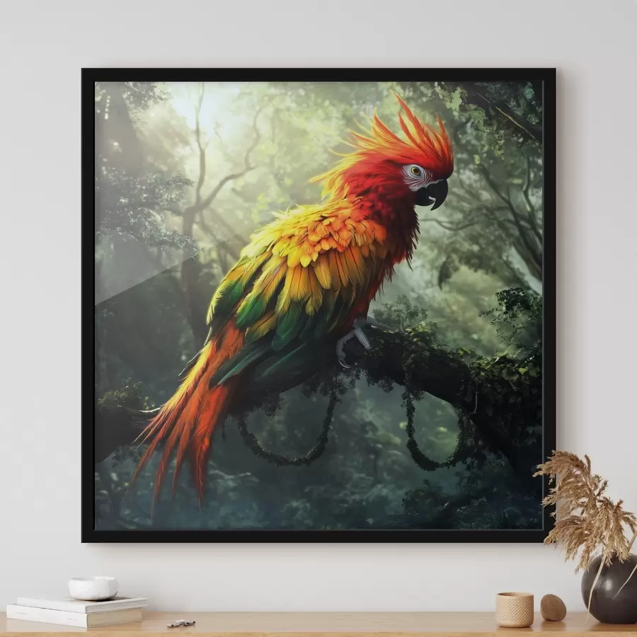 Fotobehang Een kleurrijke papegaai in de jungle f41967