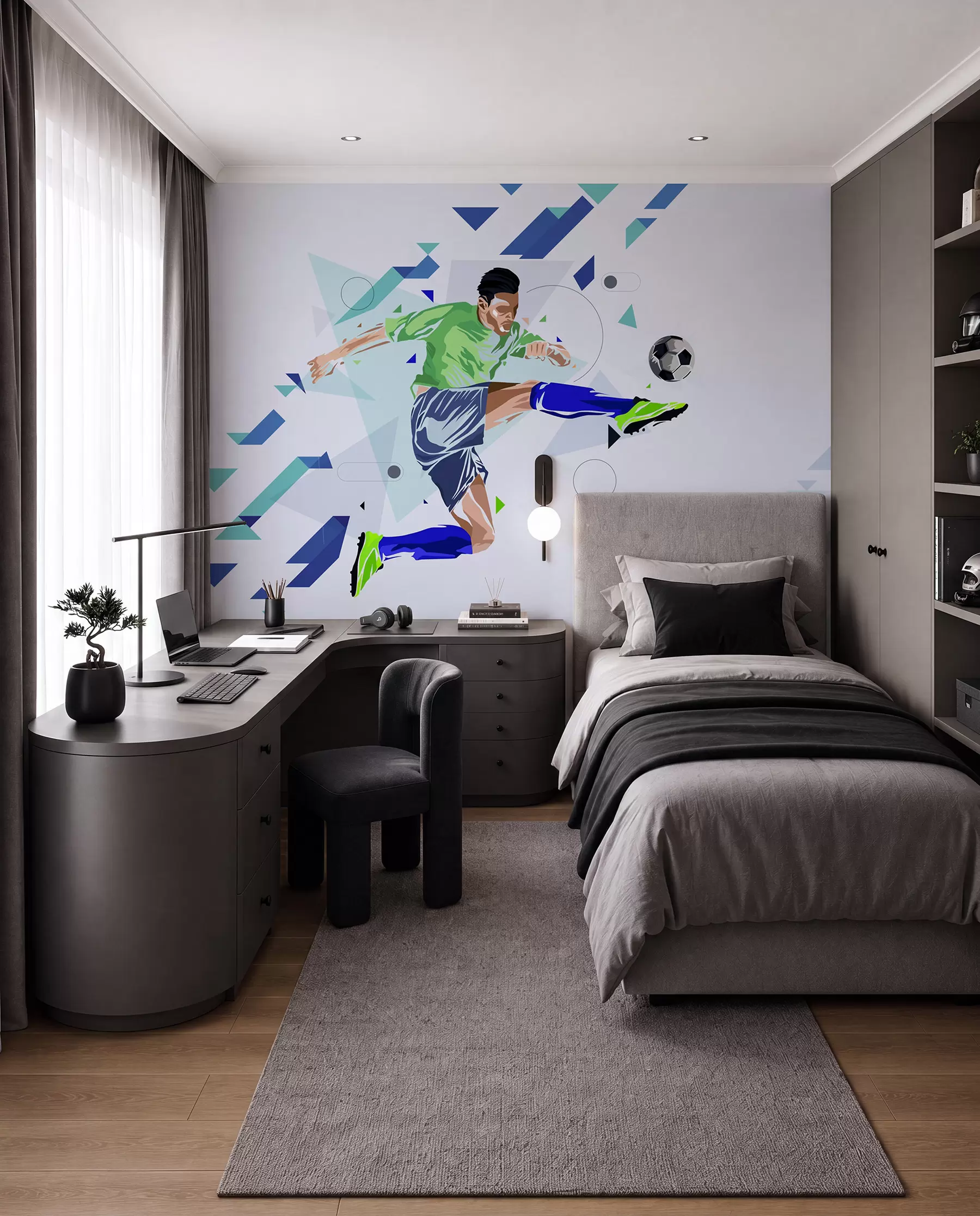 Papier peint photo Frappe de football en vol w02401