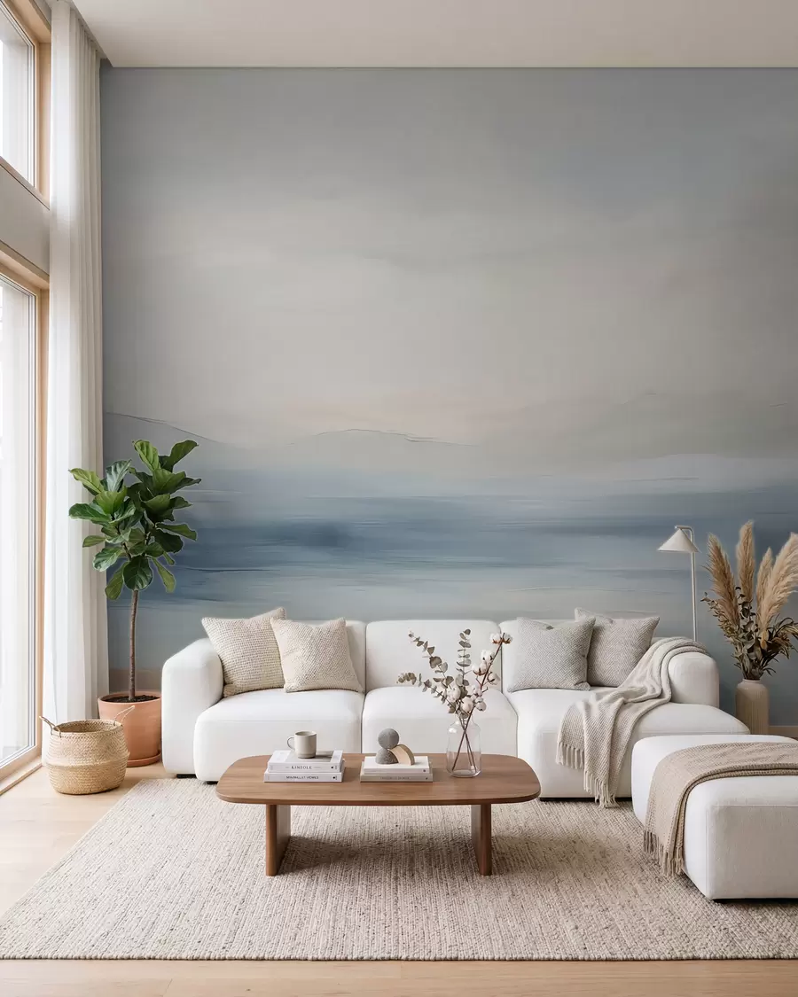 Fotobehang Minimalistisch zeelandschap w02409