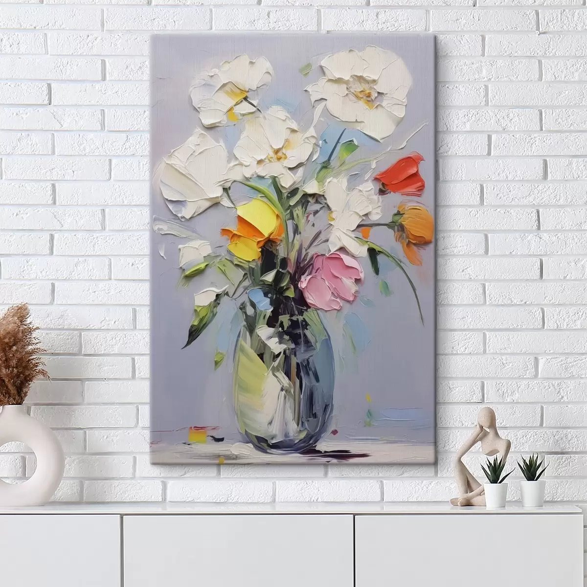  Peintures Bouquet abstrait de fleurs dans un vase imitation de traits de peinture s41936