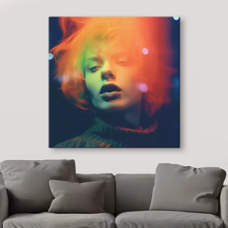  Schilderijen Helder, kleurrijk portret op een donkere achtergrond s41942