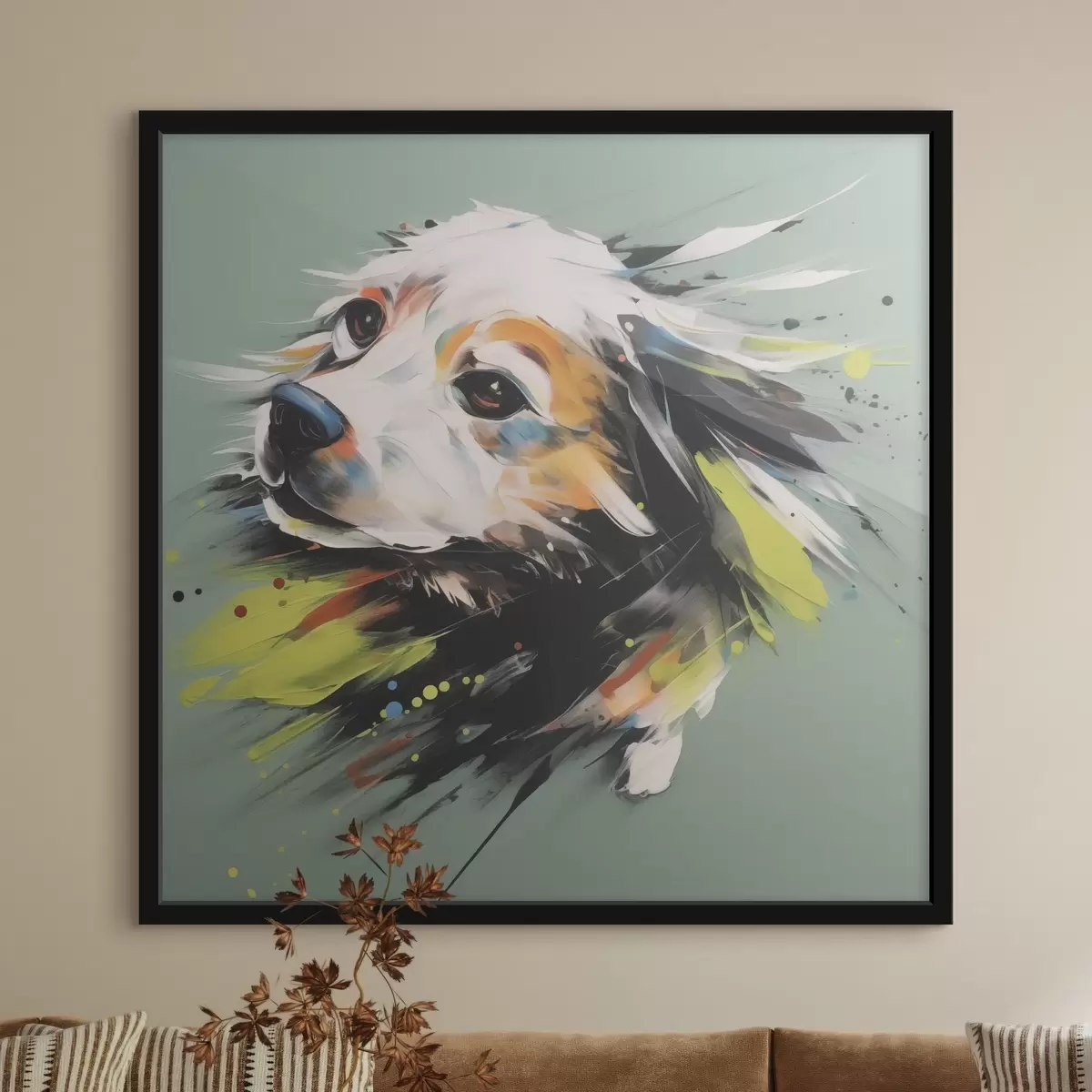 Affiche Chien peinture abstraite smitation f41937